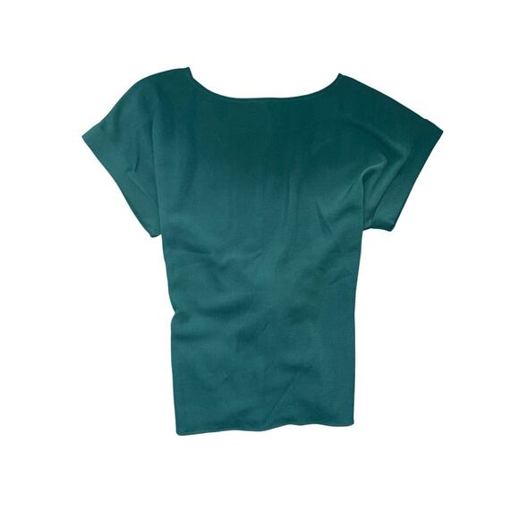 west kei Emerald green blouse tie belt, Size Medium Cap Sleeve Career Office - Picture 2 of 3